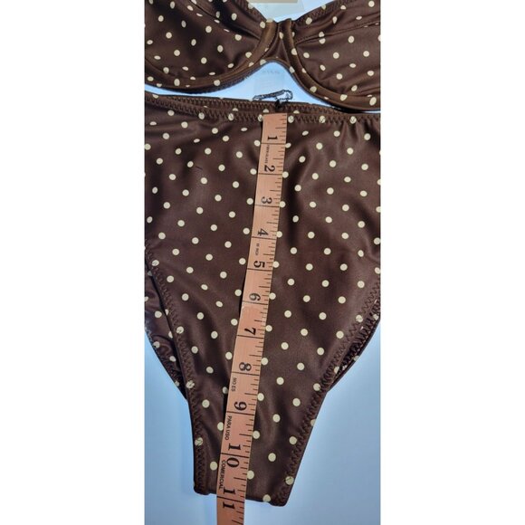 SAME NWT Los Angeles Brown Polka Dot Bikini Set - Picture 11 of 13